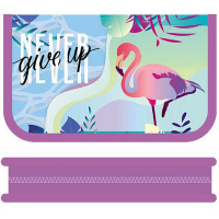 Пенал "Never give up" 20х13х3см прямоугольный одностворчатый, 2 откидные планки, ткань ПО-42