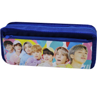 Пенал "BTS" 21х8,5х5,5см прямоугольный, 2 отделения, 1 карман, синий DB23223