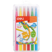 Фломастеры-кисть 12 цветов "Color Emotion" смываемые, пластиковый пенал EC10304