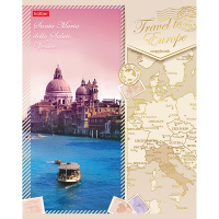 Тетрадь А5 48л клетка "Путешествие в Европу" на скобе 3D фольга матовая ламинация 5 дизайнов 050497