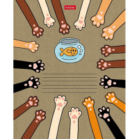 Тетрадь А5 18л клетка "На мягких лапках" на скобе крафт 5 дизайнов 18Т5В1/068447