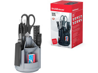 Набор настольный "Mini Desk" 11х11х20см 12 предметов, вращающийся, пластик, серый 12516