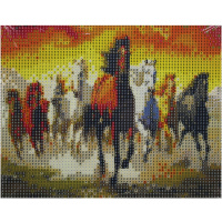 Алмазная мозаика 20х25см "Бегущие лошади" полная выкладка ZH5997