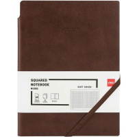 Бизнес-блокнот А5 96л клетка на резинке, гибкая обложка, коричневый EN130G-BROWN