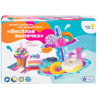 Набор д/лепки из пластилина 7 цветов "Весёлая выпечка" (тарелка, стек-нож, заготовка д/подставки)