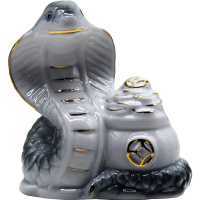 Сувенир "Змея с мешком золота" белый 10,5х9см керамика Y10404-24