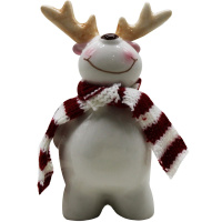 Сувенир "Олень с шарфом" 12см фарфор/текстиль, белый Y10033-24
