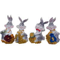 Магнит Заяц с деньгами 4х8см, 4 вида BT308