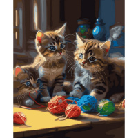 Живопись по номерам (акрил) 40х50см "Котята" сложность 3, холст на подрамнике МСА1963