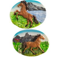 Магнит керам. Лошадь, овальный, 4 вида Y079-13