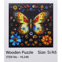 Пазл 14х12,5см дерево S "Бабочка и цветы" HL246/11337-24