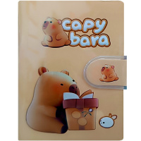 Блокнот А7 70л "Капибара" линия, на липучке, цветный срез, обложка силикон, 4 вида 1500-34/11740-24