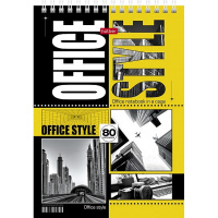 Блокнот А5 80л "Office Style" клетка на спирали, жесткая подложка 081831