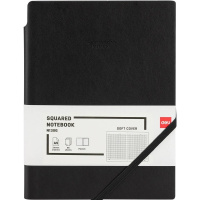 Бизнес-блокнот А5 96л клетка на резинке, гибкая обложка, черный EN130G