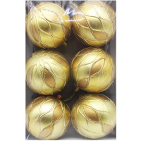 Набор шаров 80мм 6шт золото с узорами M-42020-8