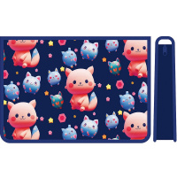 Папка д/труда А4 "Мультяшные зверята" 325х230х100мм на молнии сверху, пластик ПТР-22