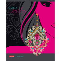 Тетрадь А5 48л клетка "Gold jewelry" на скобе матовая ламинация 3D фольга 3D лак 5 дизайнов 057358