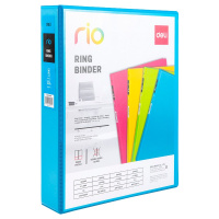 Папка-панорама на 2-х D-кольцах "Rio" А4 40мм РР, голубой, карманы EB10100