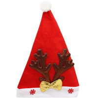 Колпак Деда Мороза с рогами оленя 28х37см красный, 3 вида Y10227-24