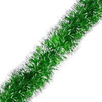 Мишура 6смх2м зеленая с белыми кончиками Y9819-24
