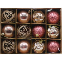 Набор шаров 60мм 12шт розовый/шампань Y9962-24