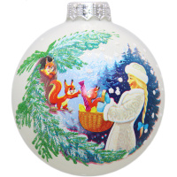 Шар 80мм "Снегурочка с белочками" в подарочной упаковке КУ-80-214067
