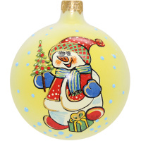 Шар 80мм "Зимний снеговик 1" в подарочной упаковке КУ-80-203048