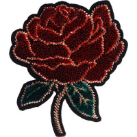 Термоаппликация с вышивкой и стразами "Роза" 9х7,5см Y8026-18