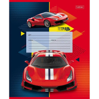 Тетрадь А5 12л крупная клетка "Мощный и быстрый" на скобе 5 дизайнов 12Т5В8/080081