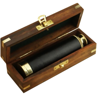 Подзорная труба 32см в деревянном боксе, дерево/металл/кожа/стекло TN-24-3165