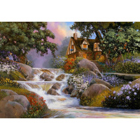 Алмазная мозаика 30х40см "Домик у водопада" полная выкладка GB74174