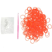 Резиночки для плетения 9х14см 200шт с крючком и зажимами оранжевые TZ2371