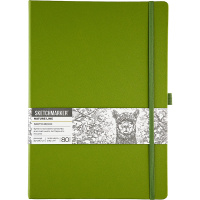 Скетчбук 21х30см 80л 140г/м2 оливковый, на резинке, твердая обложка "Sketchmarker" 24230704SM