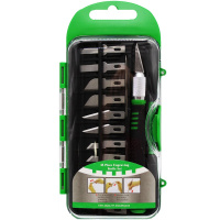 Нож для макетирования 12 сменных лезвий, пластиковый футляр, зеленый Y10778-24