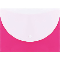 Папка-конверт на кнопке А5 пластик 0,18мм с карманом, розовая Е38978 Папка-конверт на кнопке А5 пластик 0,18мм с карманом, розовая Е38978