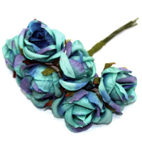 Цветок декоративный Роза 3см голубой 6шт/уп. Y4822-17