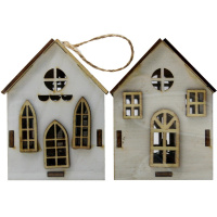 Сувенир "Два домика" 8х6см дерево, светящийся Y9908-24