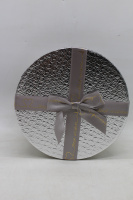 Коробка подарочная с бантом "Серебро" 17х17х9,5см, круглая, картон 11472-24