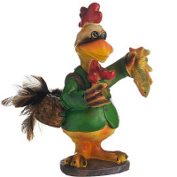 Статуэтка Петух с перьями 13см 2 вида смола Y3657-16