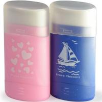 Точилка 1 отв. "Happysharp" с контейнером и ластиком, пластик, 2 цвета 35-0002