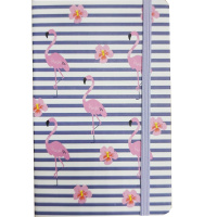 Бизнес-блокнот А6 96л "Фламинго" на резинке, линейка, обложка 7БЦ софт-тач, 4цв. Y8662-19