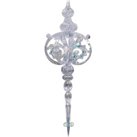 Ёлочное украшение "Сосулька" 18х6см, акрил, прозрачное с блестками Y9858-24