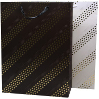 Пакет подарочный "Золотые полосы" 40х30х12см 3 цвета 11527-24