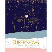 Тетрадь А5 48л клетка "SUPERNOVA" на скобе 3D фольга матовая ламинация 5 дизайнов 067553