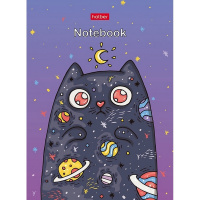 Бизнес-блокнот А6 160л "Космический котик" клетка 7БЦ глянцевая ламинация 075766