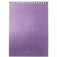 Блокнот А5 80л клетка на спирали, бумвинил металлик фиолетовый 80Б5бвВ1гр