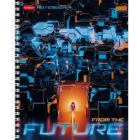 Тетрадь А5 96л клетка "Future" на спирали, многоцветный срез, перфорация на отрыв 4 дизайна