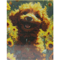 Алмазная мозаика 20х25см "Щенок и подсолнухи" полная выкладка ZH5278