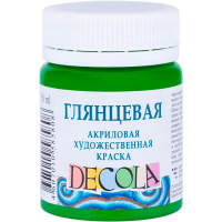 Краска акриловая 50мл зеленая светлая глянцевая Декола 2928717