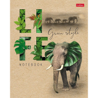 Тетрадь А5 96л клетка "Green Life" на скобе крафт 5 дизайнов 96Т5В1/075382